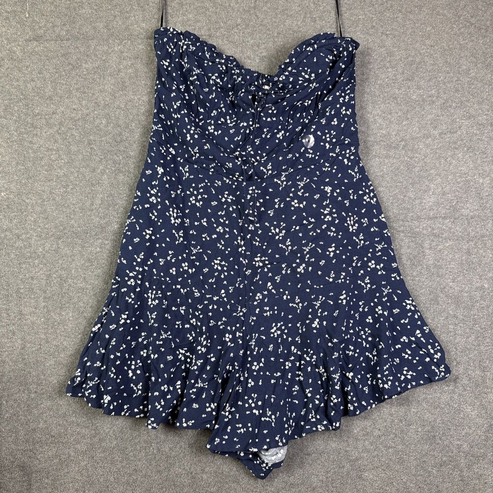 Aeropostale Jumpsuit Womens Medium Navy Floral Smocked Strapless Romper